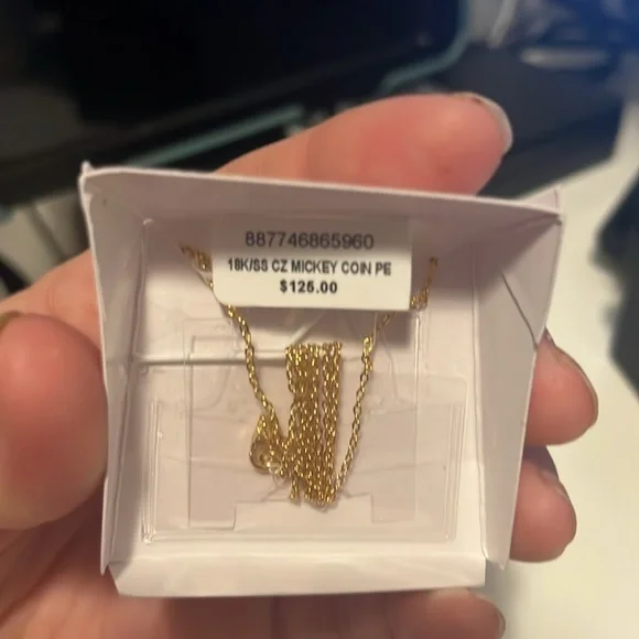 DISNEY. Mickey Mouse 18K Gold Plated Sterling Silver Pendent Necklace, 18 inch - Picture 4 of 4